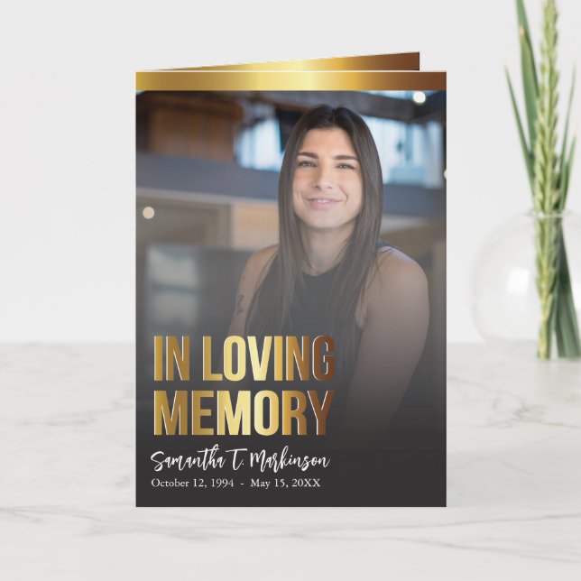 Programme funéraire moderne Gold et Black Bold Pho (Devant)