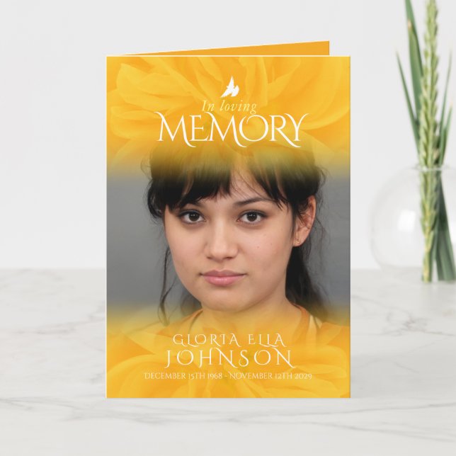 Programme funéraire ordre de service rose jaune ph (Devant)