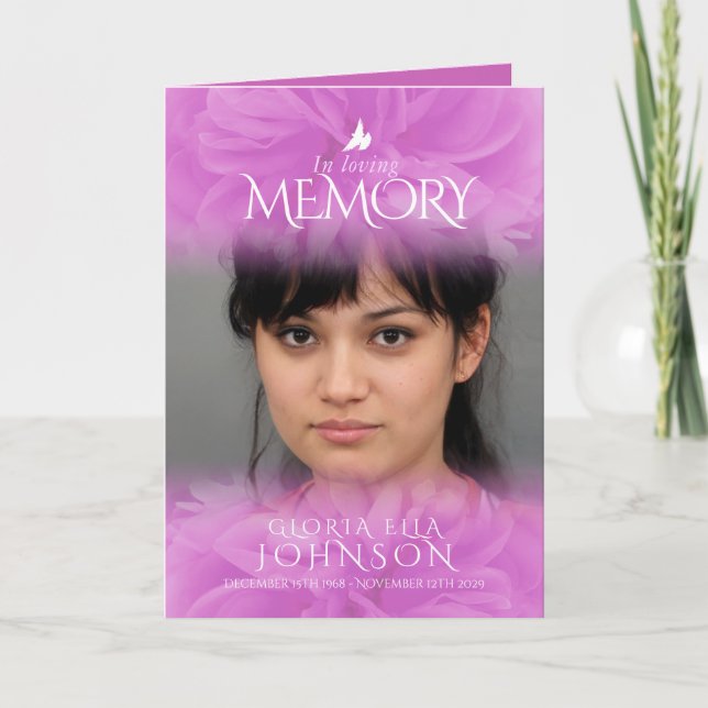 Programme funéraire ordre de service violet rose p (Devant)