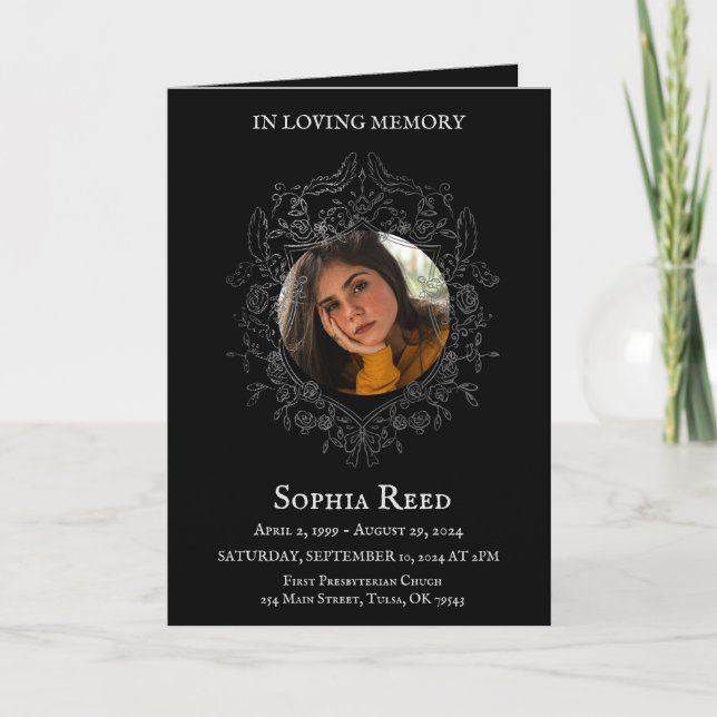 Programme funéraire photo en couronne baroque (Devant)