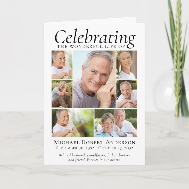 Programme funéraire plié | Collage photo moderne (Devant)