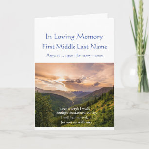 Programme funéraire Psaume 23 Marcher à travers la
