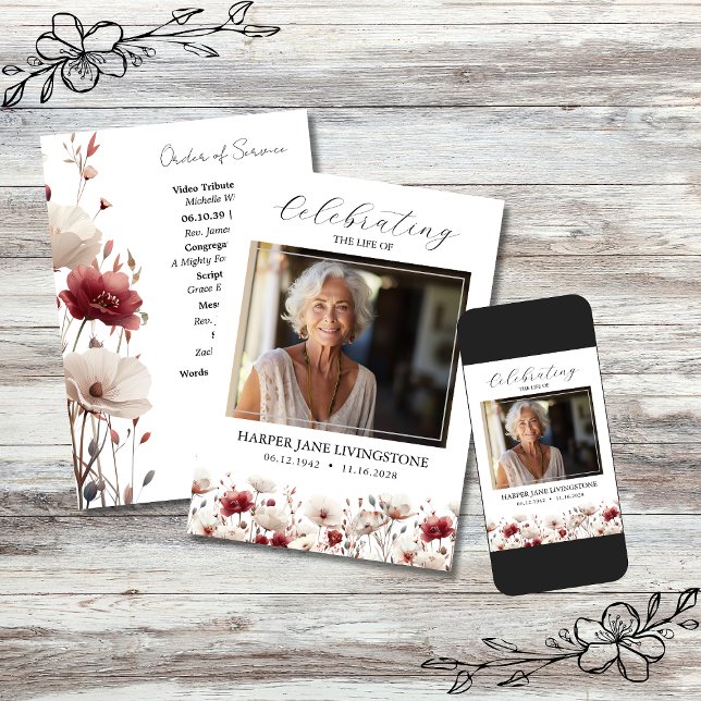 Programme funéraire rose et blanc de Poppy (Créateur téléchargé)