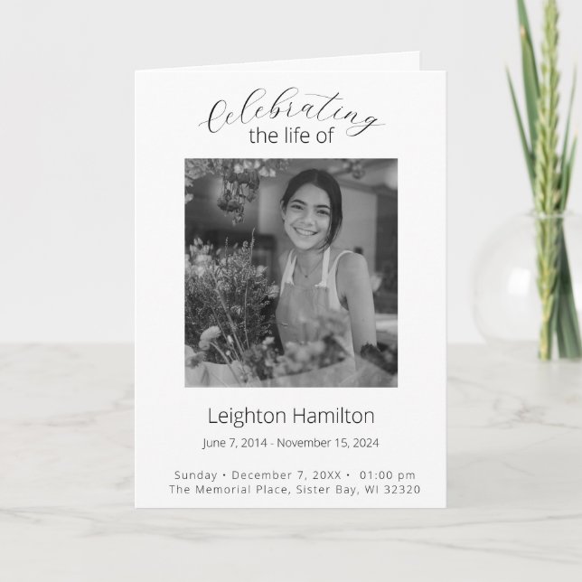 Programme funéraire simple Ordre de service (Devant)