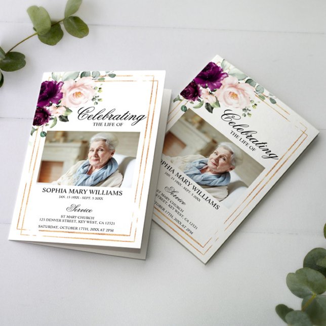 Programme funéraire violet et blanc | Ordre de ser (Créateur téléchargé)