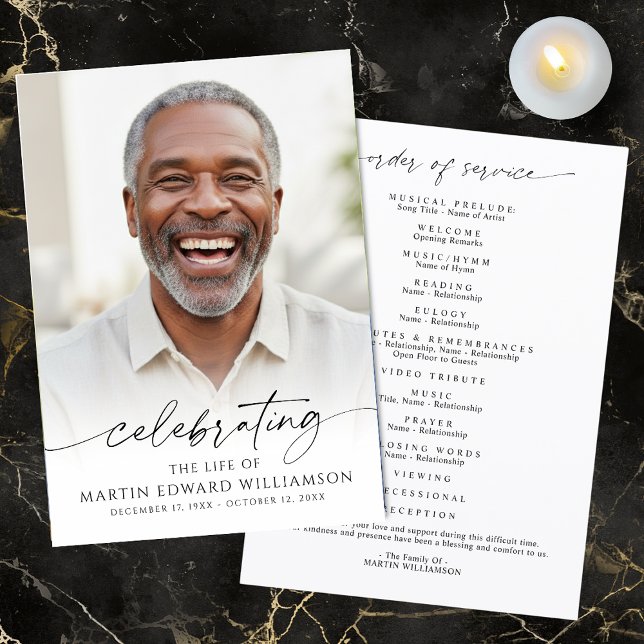 Programme Funeral Celebration of Life Photo Order of Service (Créateur téléchargé)
