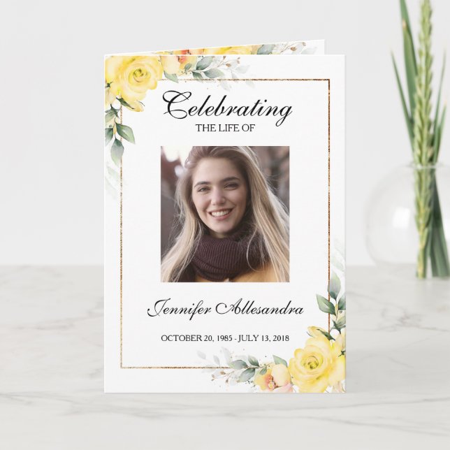 Programme Funeral Order of Service Greenery Memorial Program (Devant)