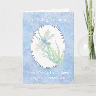 Programme Funeral Program Soft Blue Watercolor Dragonfly
