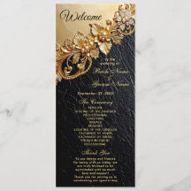 Gold Floral Embellishments Wedding Program
