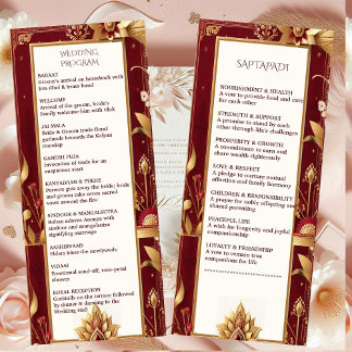 Programme Gold Floral Motif Ornate Asymétrique Mariage Indie