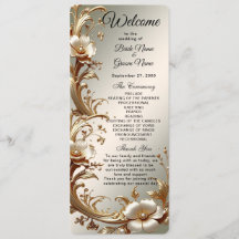 Gold Floral Wedding Program