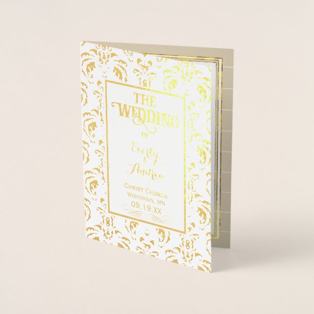 Programme Gold Foil Vintage Mariage damassé (Devant)