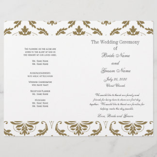 Programme Gold Grey Mariage damassé Vintage