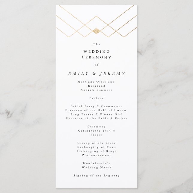 Programme Gold White Elegance Diamond Geo Deco Mariage (Devant)