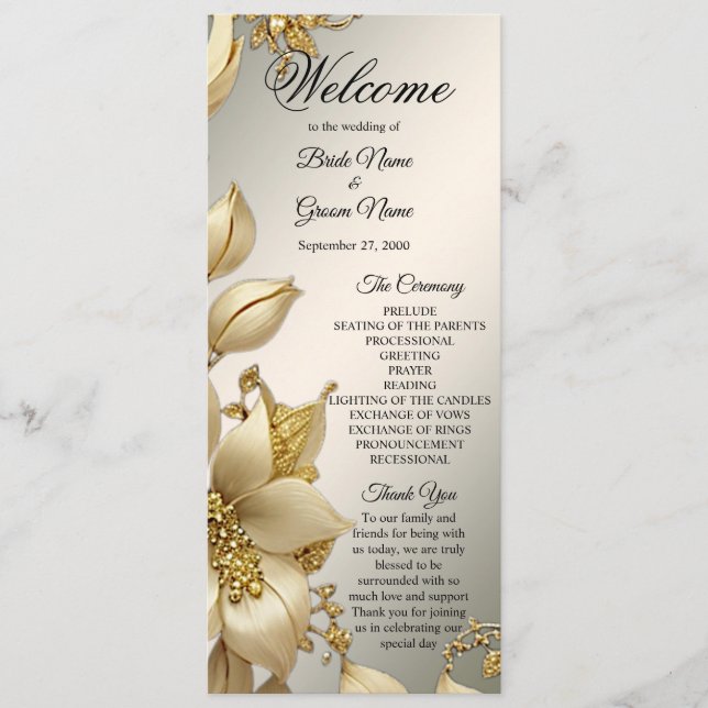 Programme Golden Floral Wedding Program (Devant)