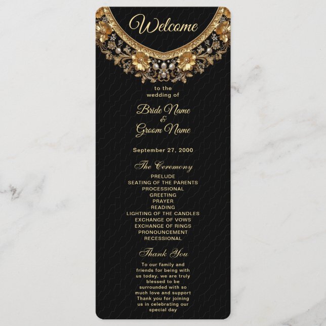 Programme Golden Ornate Frame Wedding Program (Devant)