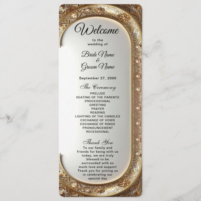 Programme Golden Ornate Frame Wedding Program (Devant)