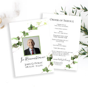 Programme Green English Vine Watercolor Service funéraire