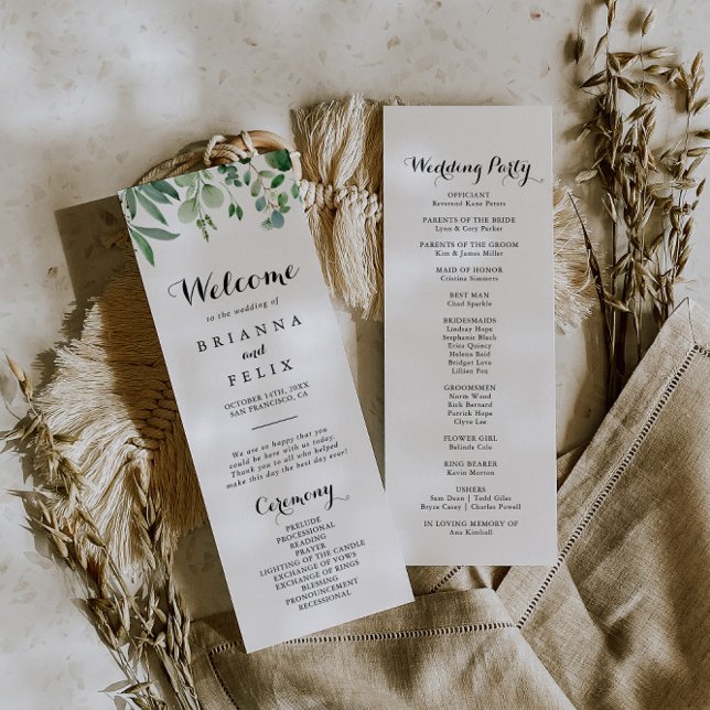 Programme Green Eucalyptus Botanical Foliage Wedding Program (Créateur téléchargé)