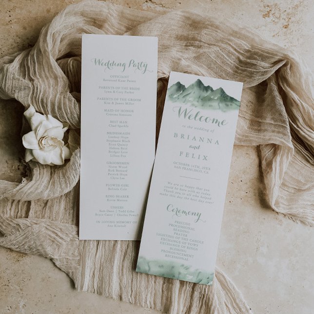 Programme Green Mountain Country Calligraphy Wedding Program (Créateur téléchargé)