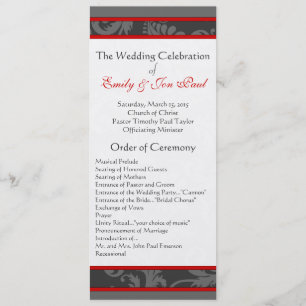Programme Gris rouge 9x4 Mariage de swirl Damask