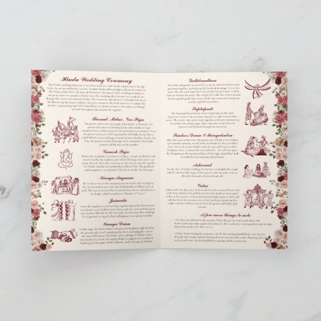 Programme Guide de cérémonie des Mariages indiens Red Gold F (Intérieur)