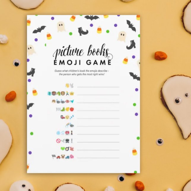 Programme Halloween thème livre photo émoji douche jeu (Halloween theme baby shower game Picture Books Emoji Game)