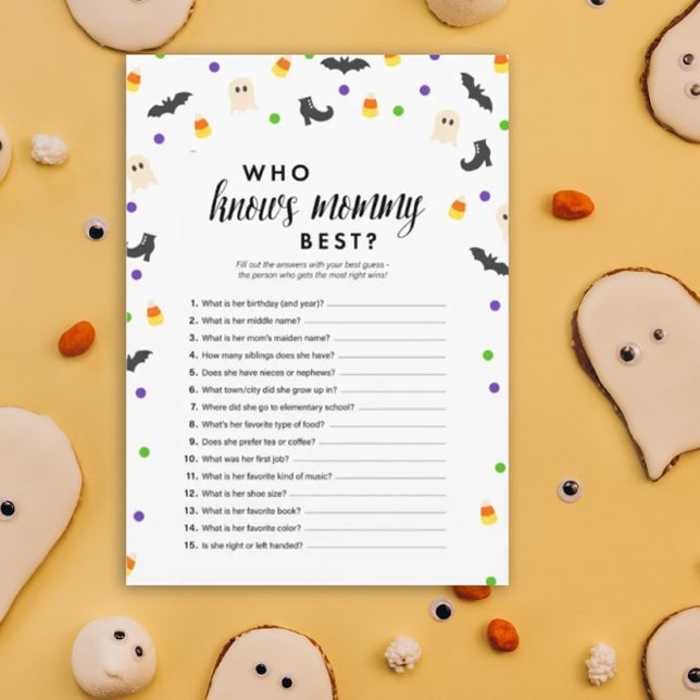 Programme Halloween thème qui connaît maman meilleur jeu de  (Who knows mommy best - Halloween theme baby shower game)