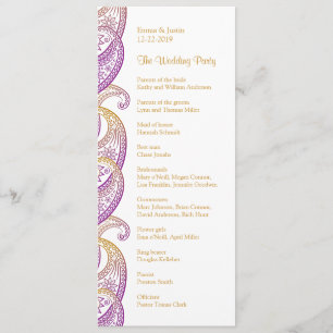 Programme Indian Paisley Purple et Gold Mariage