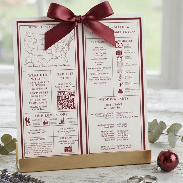 Programme Infographique de Mariage Burgundy et Ivo (Créateur téléchargé)