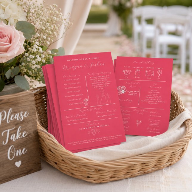 Programme Infographique de Mariage Rose Moderne (Créateur téléchargé)