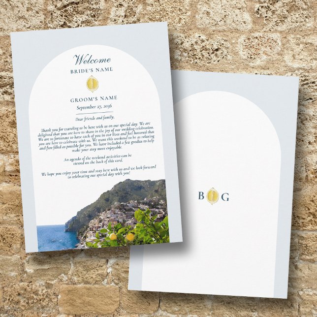 Programme Itinéraire de mariage Amalfi Coast Arch Italie Cit (Amalfi Coast Arch Italy Lemons Wedding Itinerary Program)