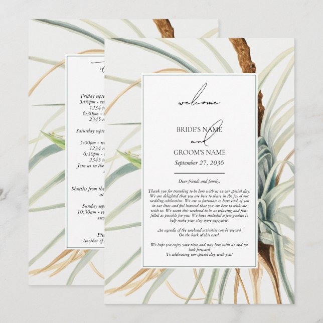 Programme Itinéraire de Mariage Boho neutre en aquarelle (Devant / Derrière)