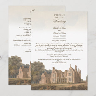 Programme Itinéraire de mariage de château de manoir anglais