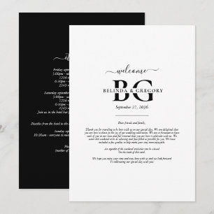 Programme Itinéraire du Mariage des initiales du monogramme