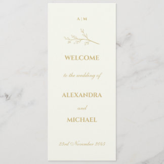 Programme Ivory Monogram Botanical Minimalist Wedding 