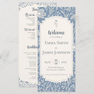 Programme Ivory Periwinkle Wildflower Wedding Program