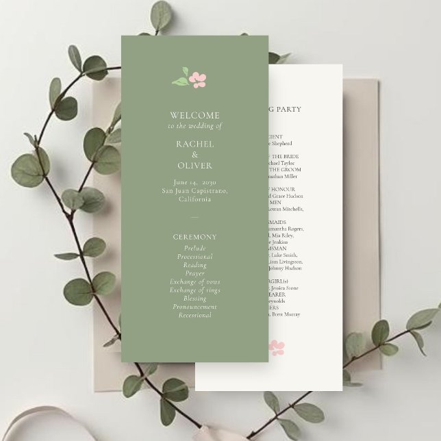 Programme Ivory & Sage | Chic Blush Floral Wedding Program (Créateur téléchargé)