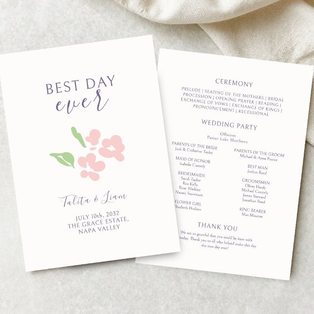 Programme Ivory | Watercolor Floral Wedding Flat Program (Créateur téléchargé)