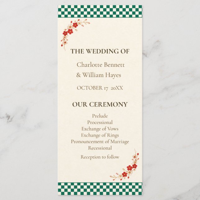 Programme Japanese Sakura Ichimatsu Wedding Program (Devant)
