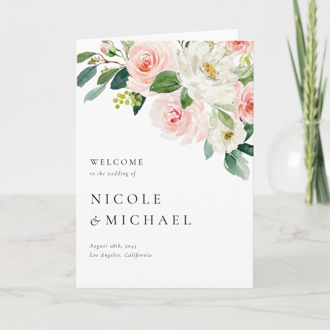 Programme Jardin de fleurs aquarelles Mariage de printemps (Devant)