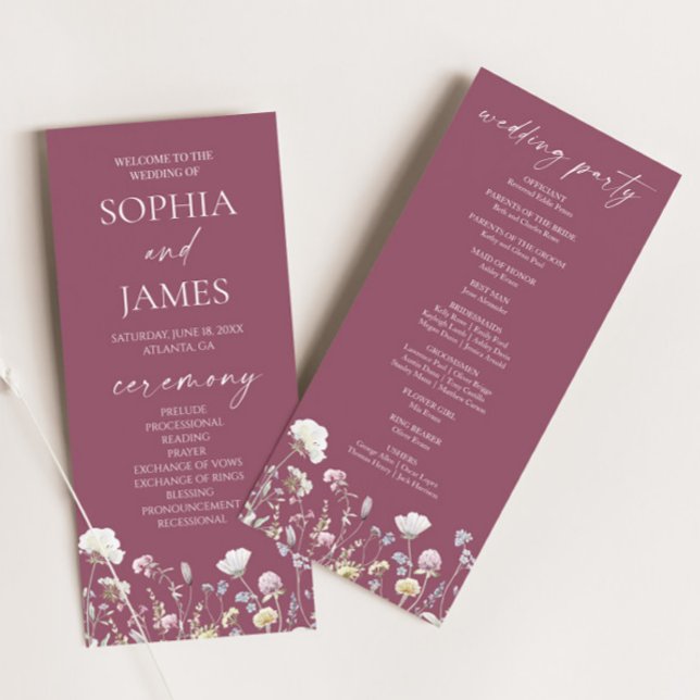 Programme Jardin de Fleurs Sauvages Mariage Fleurs Floral (Créateur téléchargé)