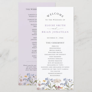 Programme Jardin de mariage de prairie de fleurs sauvages de