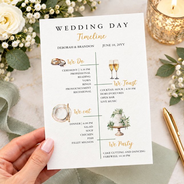 Programme Joli Calendrier de Mariage à l'Aquarelle Plat  (Créateur téléchargé)