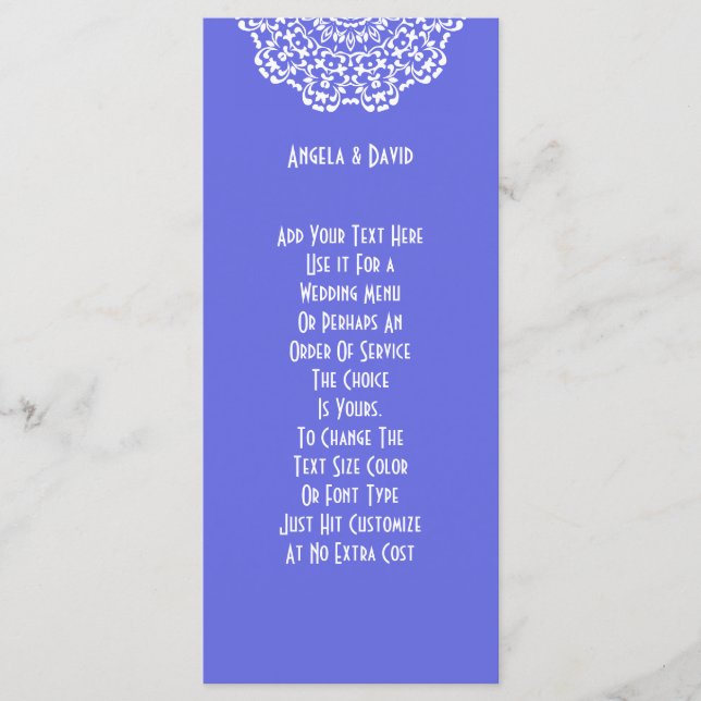 Programme Joli Motif bleu blanc dentelle personnalisé (Devant)