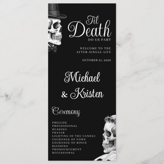 Programme Jusqu'à ce que la mort nous sépare Gothique Crânes (Devant)