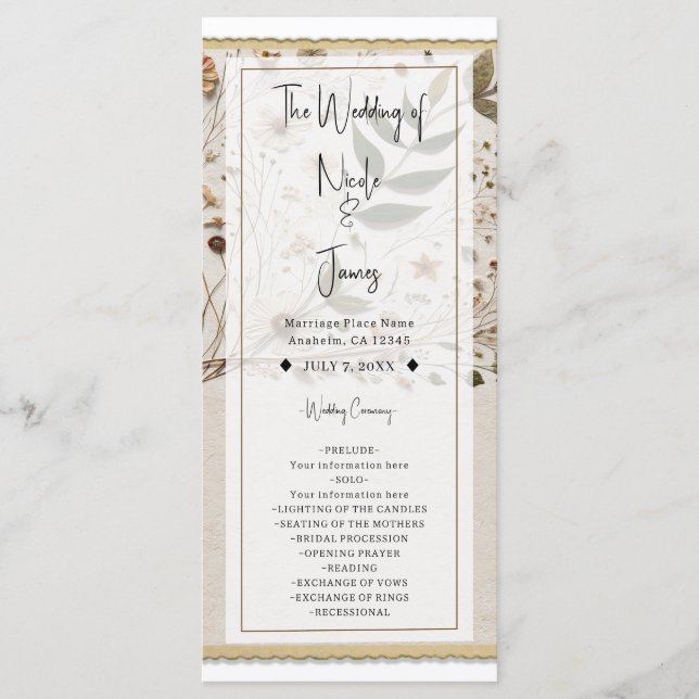 Programme La beauté de la nature Fleurs botaniques & Mariage (Devant)