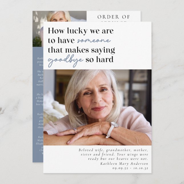 Programme La chance que nous soyons Photo Ordre du service (Devant / Derrière)