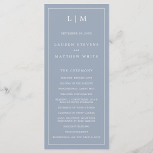 Programme Lauren Dusty Blue Monogram Mariage élégant
