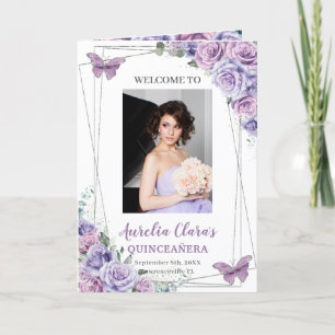 Programme Lavande Violet Floral Quinceanera Événements Padri